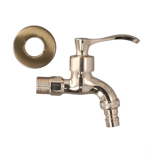 ZiStarlilife Grifo vintage de aleación de zinc antiguo, grifo de lavabo de jardín, grifo de pared, grifo de bronce para el hogar, cocina, baño, exterior, jardín (dorado)