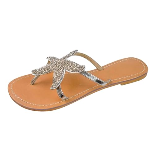 Women'S Flat Beach Sandals Cute Starfish Sandals Clip Toe Flip Flops Comfortable Outdoor Travel Sandals Summer Slippers
