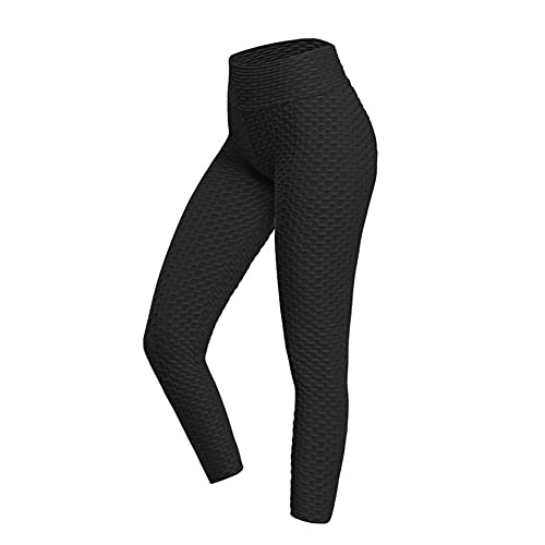 ED express Women s Honeycomb Ruched Butt Lifting High Waist Yoga Pants Chic Sports Stretchy Leggings (Black Short, M)