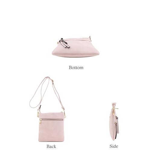 Image of Isabelle Small Lightweight Shoulder Bag for Women, Mini Multi Zipper Pocket Crossbody Handbag with Adjustable strap