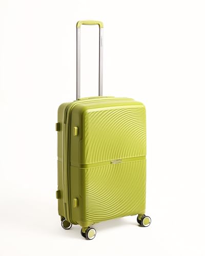 Image of Florence Large Trolley Bag 73 cm | Polypropylene Hard Luggage Suitcase | Lightweight Travel Bag | 360 Spinner Wheels | Combination Lock | Anti-Theft Zippers | Durable & Spacious | Green