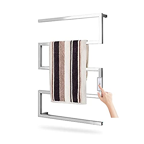 HDLWIS Badheizkörper elektrischer, Handtuchwärmer 2/4H Timer-Funktion Handtuchhalter mit 5 Stangen Handtuchheizkörper Handtuchtrockner Wandmontiert, 600×800mm (Plug in) Cover
