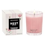 NEST New York Scented Votive Candle, Himalayan Salt & Rosewater - 2 oz - Up to 28-Hour Burn Time - Reusable Glass Vessel