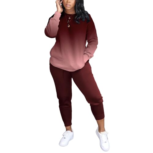 HBQ Two Piece Outfits For Women Casual Long Sleeve Sweatsuits Jogger Tracksuits Lounge Sets With Pockets