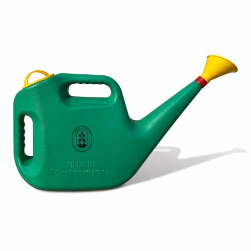 Image of Urban Upvan Plastic Watering Can 10L | Ergonomic Handle for Comfortable Grip | Fade Resistant, Lightweight & Easy to Use | Durable | Includes Sprinkler Spout | Green