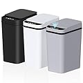 jinligogo 3Pack Bathroom Small Trash Can with Lid, 2.6 Gallon Touchless Automatic Garbage Can Slim Waterproof Motion Sensor Smart Trash Bin for Bedroom, Office, Living Room White/Black/Grey