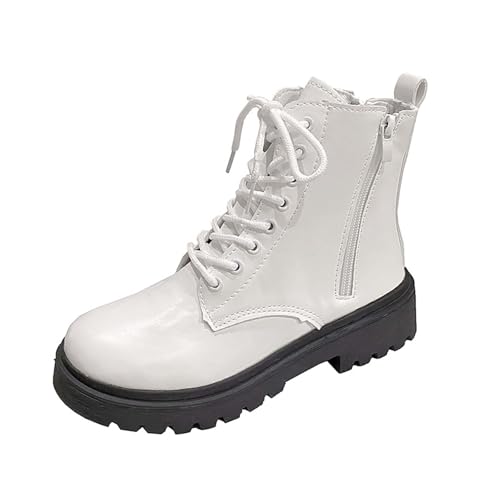 Botas de tobillo para mujer con cordones y cremallera, botas de senderismo al aire libre, tacón bajo, estilo militar, de combate, botas de tobillo clásicas, suela gruesa, botas de tobillo de cuero,