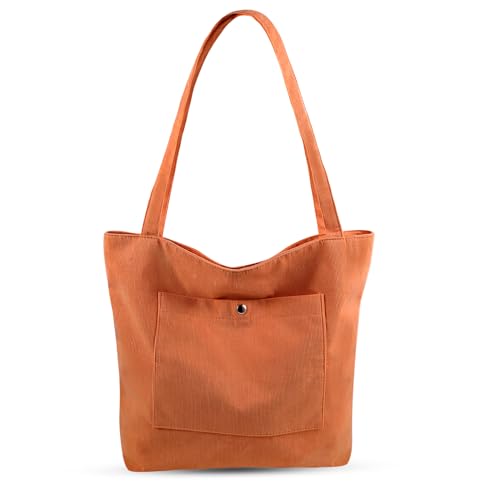 Bolso tote de corduroy para mujer, bolso grande de hombro con cremallera y bolsillos para trabajo, viaje y compras miniatura 1