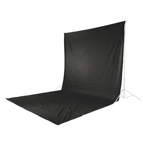 Hama Fotohintergrund Stoff, 2,95 x 6 m (Faltbarer Fotostudio-Hintergrund, 100% Baumwolle, Black Screen, Background Fotoleinwand f&uuml;r Fotografie, Video und Fernsehen), schwarz