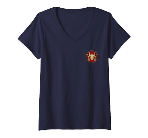 T-shirt Spider-Man col V pour femme avec logo poche Marvel imprimé