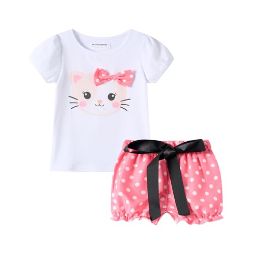 Image of Mud Kingdom Girls Outfits Cute Cartoon Polka Dots Summer Holiday Clothes Sets