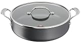 Tefal Jamie Oliver Cook's Classics Poêle tout-en-un anti-adhésive Passe au four à induction Couvercle en verre Poignée rivetée Aluminium anodisé dur Noir 30 cm