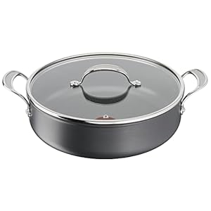 Tefal Jamie Oliver Cook’s Classics All in One Pan, Non-Stick, Oven-Safe, Induction, Glass Lid, Riveted Handle, Hard Anodised Aluminium, Black, 30 cm Shallow Pan + Lid