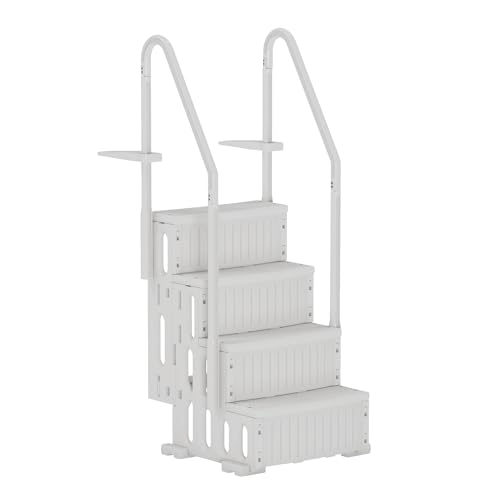 UPHYB Pool Ladder, 4-Step Pool Stairs with Double Handrails and Non-Slip Steps for 48-54” Above Ground and In-Ground Pools, White
