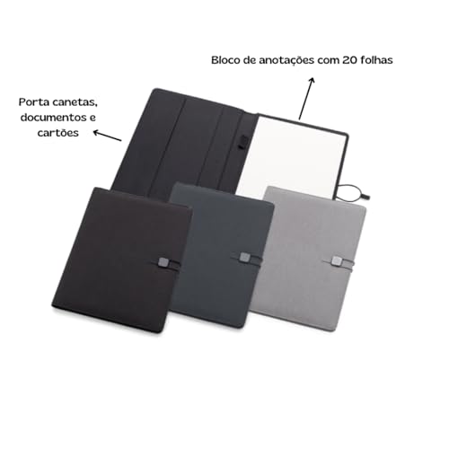 Pasta Executiva com Capa Almofadada Porta Documentos e Cartões (Cinza)