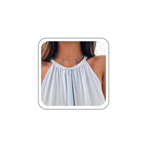 Wendalern Collar de Gargantilla Boho de Estrella - Amuleto de la Suerte Con Borla de Plata - Colgante Grueso Minimalista - Joyas para Mujeres y Niñas