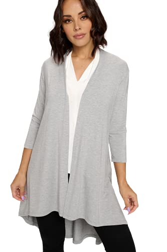 Image of Women's 3 /4 Sleeve Soft Open Front Casual Flowy Long Viscose Made from Bamboo Cardigan