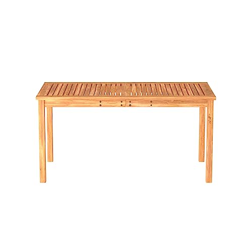 Walker Edison Dominica Contemporary Slatted Outdoor Dining Table, 34 Inch, Brown #TOP3