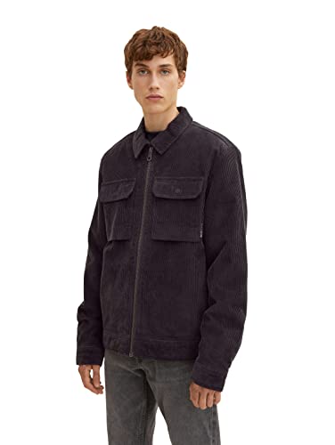 TOM TAILOR Denim Herren Cordjacke mit Reißverschluss 1032423, 29476 - Coal...