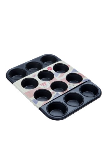 Great British Bakeware, Stampo per 12 Muffin, Nero (Schwarz)