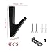 Woogim 4 PCS Aluminum Alloy Coat Hooks,Black Multi-functional Robe Key Towel Hat Hooks with Screws,Suitable for Entryway Bathroom Kitchen and Bedroom, Home Use Hooks