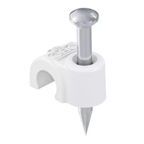 OBO Bettermann 2225611 Box of 100 Staples Polypropylene 8 mm for Cable Diameter 2 x 25 mm for Cable Diameter Pure White