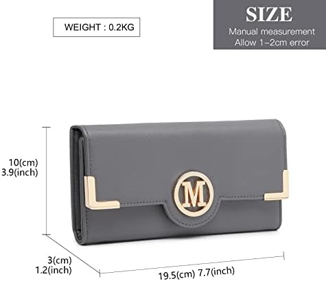 Miss Lulu Purses for Women Long Wallet Ladies Zipper Pocket Multiple Card Slots PU Leather with Metal Buckle