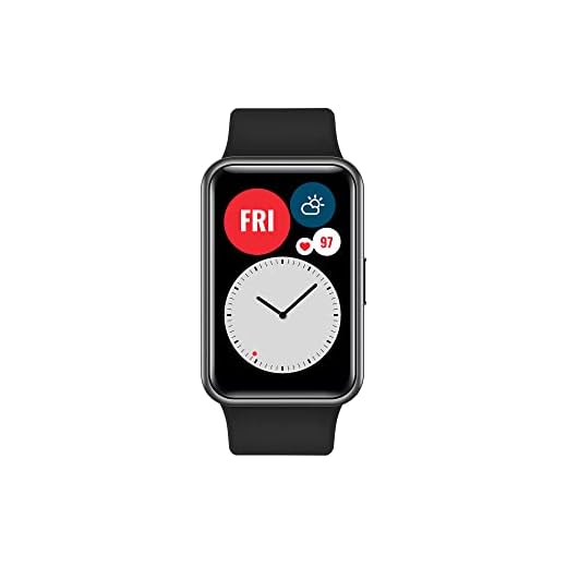 Huawei Watch FIT Smartwatch with Slim Body, 1.64” Vivid AMOLED Display, Quick-Workout Animations, 10 Days Battery Life, Oxygen Saturation Detection, Heart Rate Monitoring, Graphite Black, Free Size