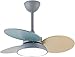 30-calowy 24W Dimmable Sufit Wentylator z światłem, 6 prędkości wentylator inwerterowy, 3 kolorowy odwracalny drewniany liść wentylatora, z pilotem (Color : Gray+Colorful Leaves)