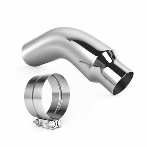Exhaust Tip, 4 Inch Diesel Exhaust Tip Elbow Tip with clamps, 4 to 6 Inch Exhaust Chrome Exhaust Tips Elbow– Polished Diesel Exhaust Tip for Pickup Truck, Car, Truck