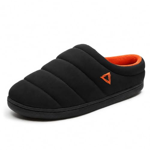 Image of Slippers for Men Water-Resistant Quilted Puffer Upper Memory Foam Slippers Non Slip Indoor Outdoor House Shoes Cozy Slip on Slippers for Home Bedroom Travel Camping Gift