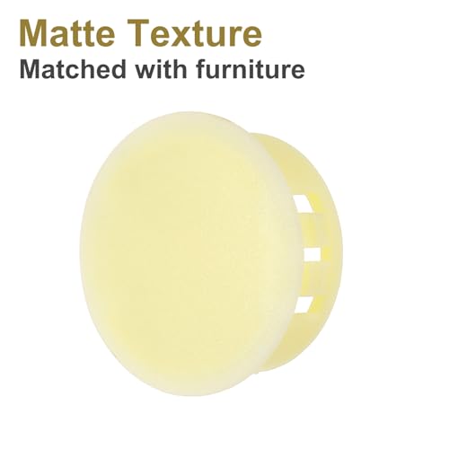 Image of MECCANIXITY 64PCS 25mm(31 /32 inch) Beige Plastic Hole Plugs, Flush Type Panel Hole Plugs Insert End Caps for Locking Hole Tubes Furniture Cabinet