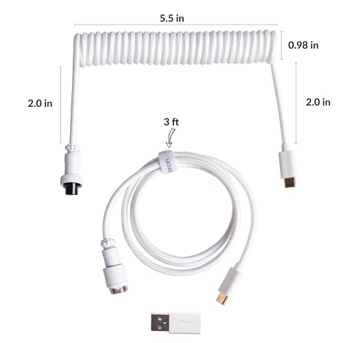 Image of Keychron Custom Coiled Aviator USB Cable - White