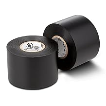 Wide Electrical Tape 2 Pack - Heavy Duty Thick Flame Retardant Black Electrical Tape, Industrial Grade Waterproof PVC Vinyl Roll, 2in x 66ft, 7 Mil, 600V - UL/CSA Listed