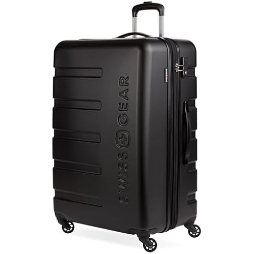 SwissGear 7366 Signature Hardside Expandable Luggage with Spinner Wheels, TSA Lock, Black, Checked-Large 27-Inch