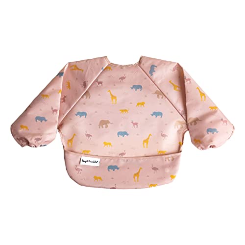 Image of Tiny Twinkle Long Sleeve Bib for Babies & Toddlers | Waterproof Smock Bib for Eating | Machine Washable & Mess-Proof Feeding Essentials | Newborn Shower Gift (Petite Safari, 2-4Y)