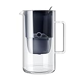 AQUAPHOR Glass &ndash; Wasserfilter Kanne aus robustem Glas, 2,5 l, inkl. 1&times; MAXFOR+ Filterkartusche, Schwarz
