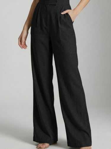 Image of Leriya Fashion Women Relaxed Fit Wide Leg Trousers | Malai Cottage Clip Closure Wide Leg Pants for Women | Casual Straight Lounge Pants with Pockets | Stylish Everyday Office Outfit Bottom Pant