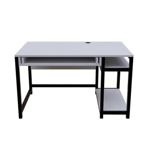Image of Riyan Luxiwood Carter Computer Table with or Without Keyboard Tray I Made MDF I Large Study Table Size 120x60x75 Cm (with Keyboard Tray, White)