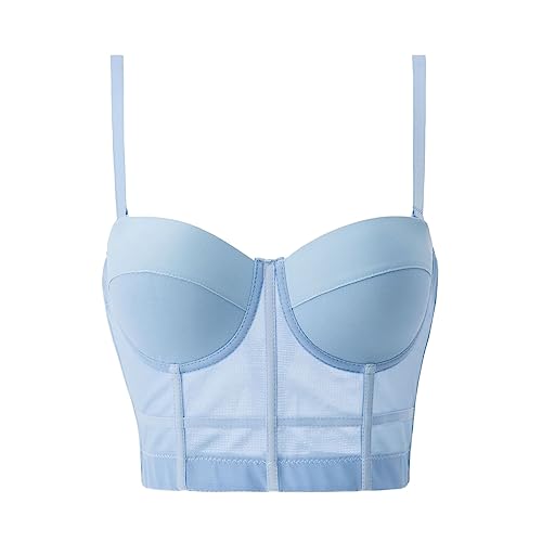 Damen Korsett Bustier BH Dessous Tank Top Trägertop Crop Top Corsage Schlanke Frauen Slim Fit Korsett Bustier Cami Sexy Ärmellos Spaghettiträger Clubwear Shirt Unterhemd für Oktoberfest Halloween