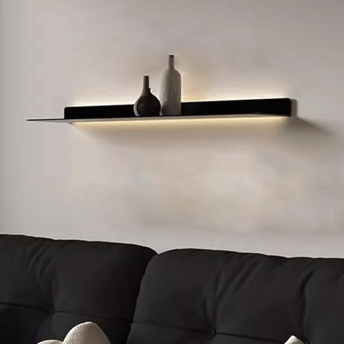 Étagère flottante à plusieurs niveaux en métal avec lumière chaude intégrée