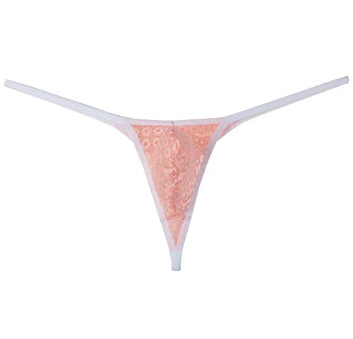 Men's Hollow Thong Lace Mini Bikini Bound Pouch T-Back Jacquard Male Underwear G-String