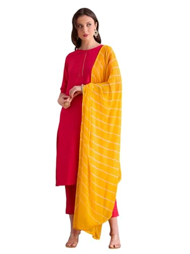 Image of DUPATTA BAZAAR Women's Leharia Dupatta with Pom Pom Lace