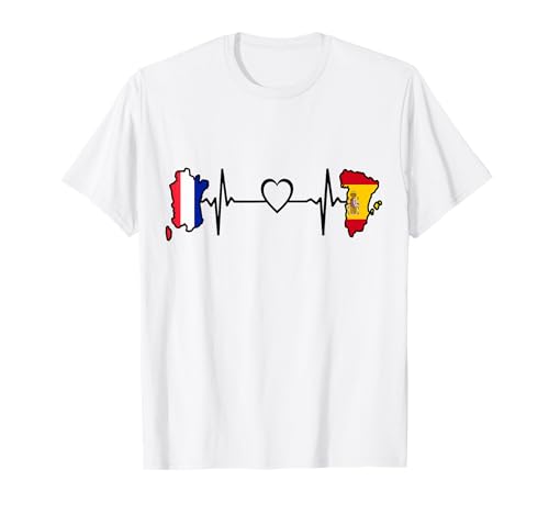 Bandera de Francia España - Francés Español Heartbeat Camiseta