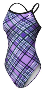 Maillot de bain de natation TYR Sport fille Pacific Plaid Diamondback 1 pièce