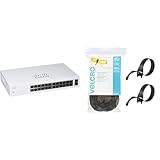 Cisco 24 Port GE Unmanaged Switch Bundle with 100Pk 8x1/2 Black Cord Organization Straps