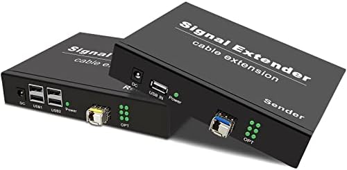 LornCeng USB Extender Over Fiber up to 20KM, USB2.0 Extender Over Single-Mode Fiber Optic, USB Balun Transmitter Receiver Support All Systems, Plug and Play, No Driver, 4 Ports USB2.0