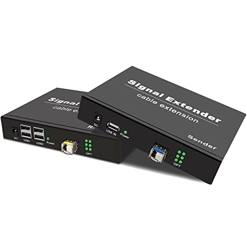 Lornceng Usb Extender Over Fiber Up To 20Km, Usb2.0 Extender Over Single-Mode Fiber Optic, Usb Balun Transmitter Receiver Support All Systems, Plug And Play, No Driver, 4 Ports Usb2.0 #TOP1