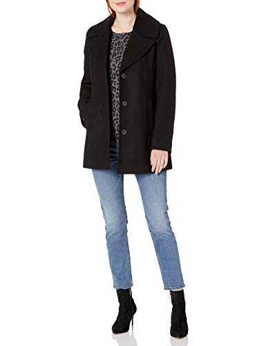 Marc New York by Andrew Marc Women's Penelope Wool Oversized Button Coat, Black, 4