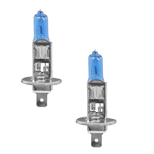2PCS H1 Car Halogen Bulbs, 12V 100W White Bright High/Low Beam Automotive Fog Light Xenon Bulbs, Universal Plug and Play Headlight Halogen Capsule Lamp Replacement Accessories for Most Car, SUV (H1)